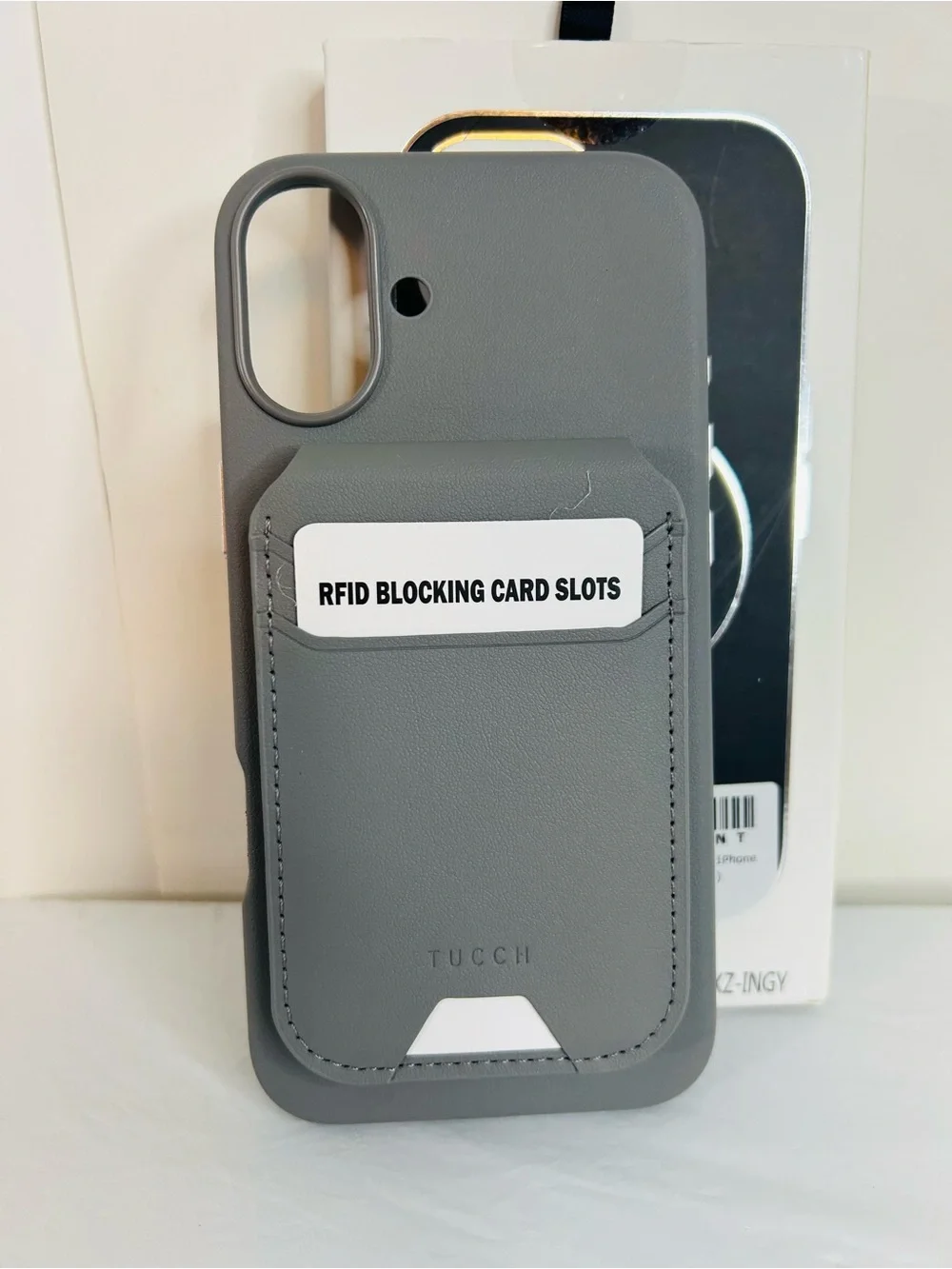 Gray RFID Blocking Magnetic Wallet & Phone Case for IPhone 16